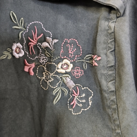 Love & Legend button Down Jacket With Floral Embroidery Sz 14 - Picture 3 of 6